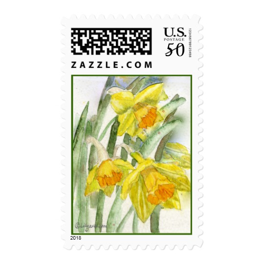 540x540 Daffodil Watercolor Art Postage Stamps