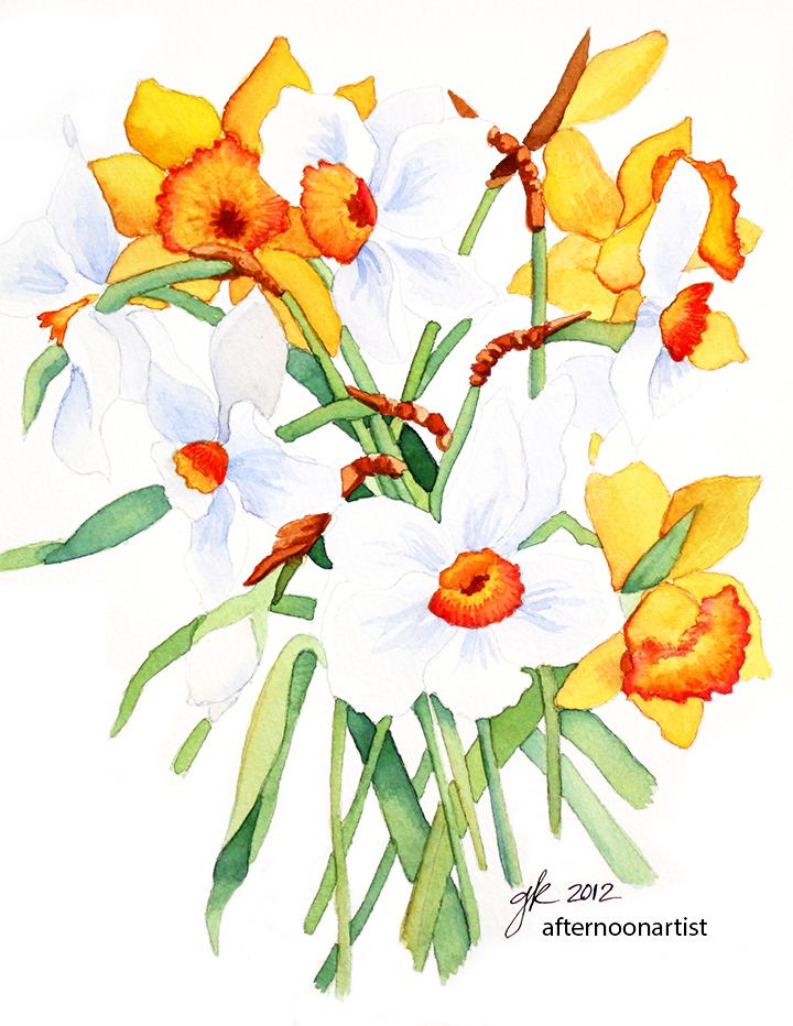 720x932 Daffodils In Watercolor Afternoon Artist