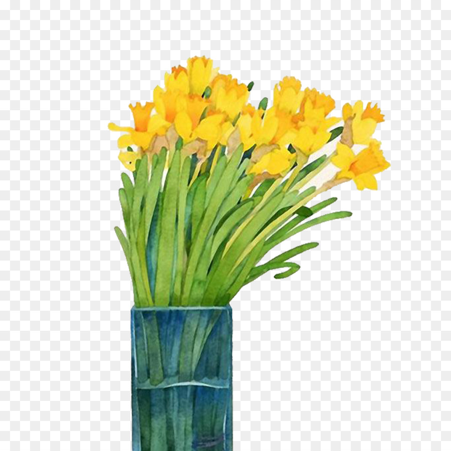 900x900 Narcissus Watercolor Painting Daffodil