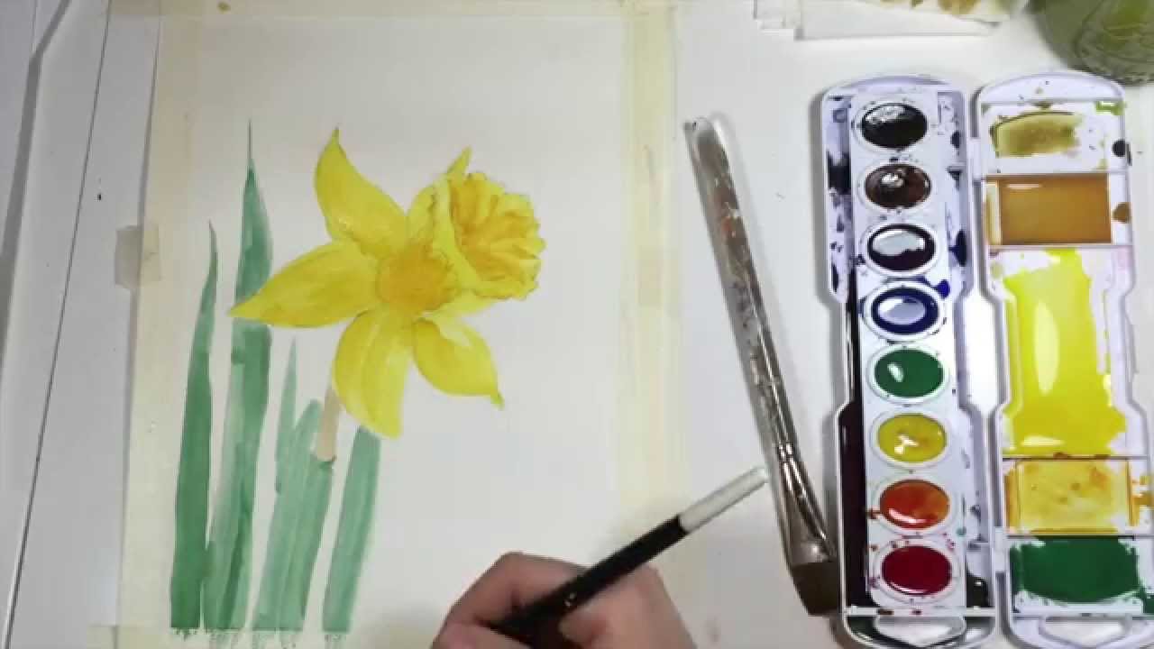 1280x720 Watercolor Daffodil Tutorial