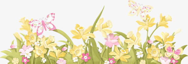 600x204 Yellow Daffodil, Hand Painted, Yellow, Watercolor Png Image And