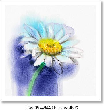 362x382 Art Print Of Abstract Watercolor Painting White Gerbera, Daisy