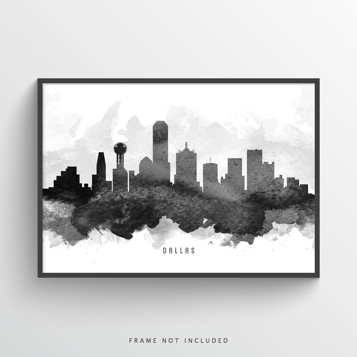 1200x1200 Dallas Skyline Watercolor Art Print