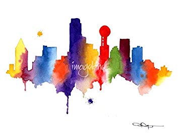 355x274 Imagekind Wall Art Print Entitled Dallas Skyline By