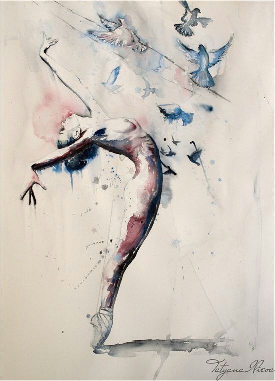 550x761 Watercolour Ballet Dancer Art