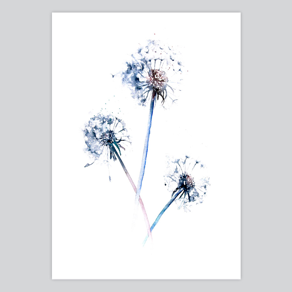 933x933 Watercolor Print Dandelions
