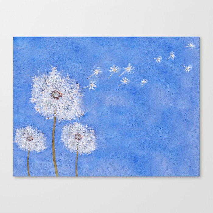 700x700 Flying Dandelion Watercolor Painting Canvas Print By Colorandcolor