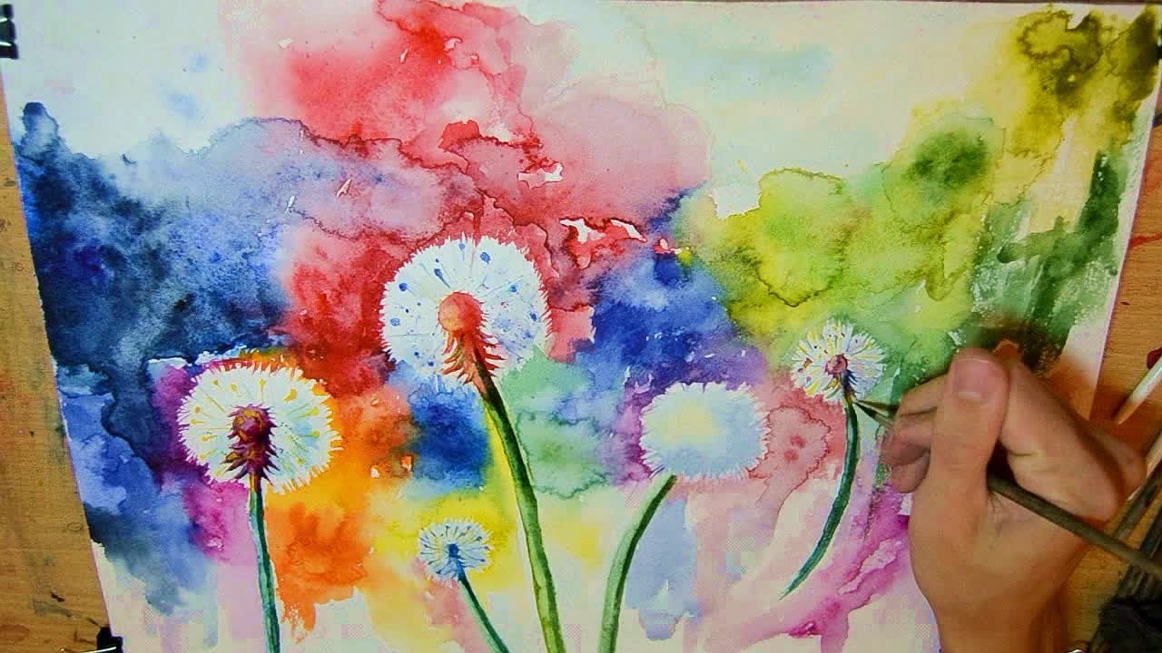 1280x720 Dandelions Watercolor Painting By Sasha Drug