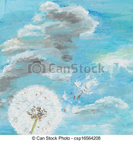 441x470 Dandelion, Watercolor Painting. Watercolor Painting Illustrating A
