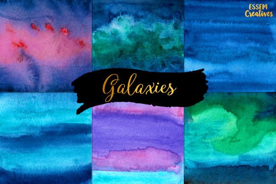 570x380 Navy Blue Watercolor Galaxy Background Clipart Dark Blue Etsy