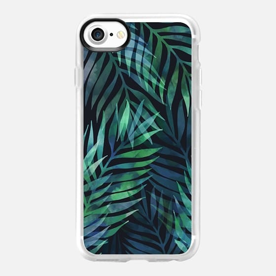 560x560 Dark Green Watercolor Tropical Palm Leaves Pattern Casetify