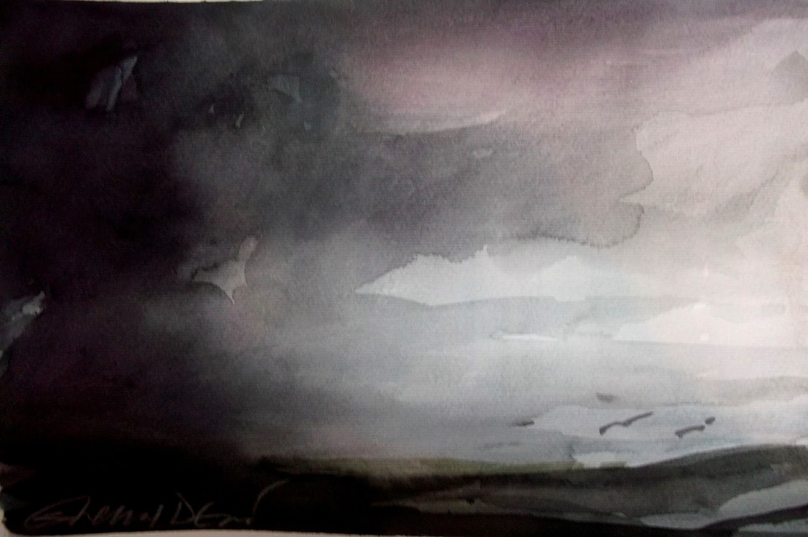 1600x1064 Selma Devic Artist Dark Sky Watercolor