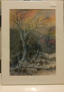 210x300 Elaine Knoll Picture Painting Spooky Tree Watercolor Print Dark