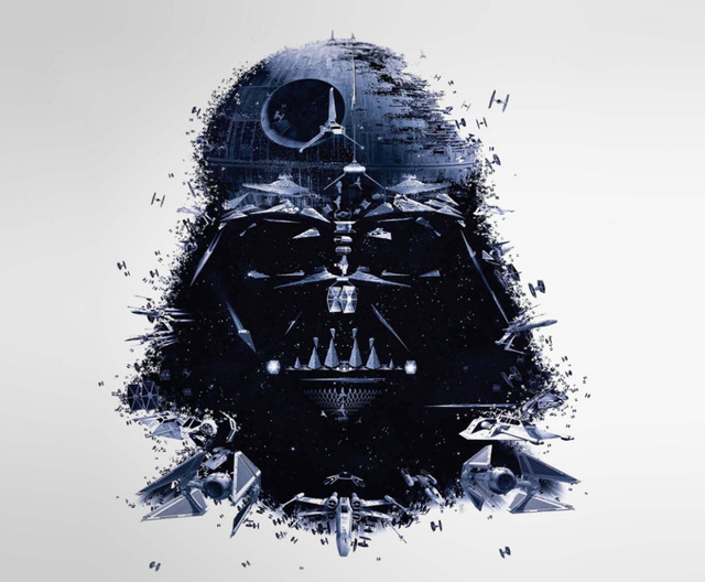 640x528 Darth Vader Watercolor Inkjet Fabric Poster 16 X 13 28x24