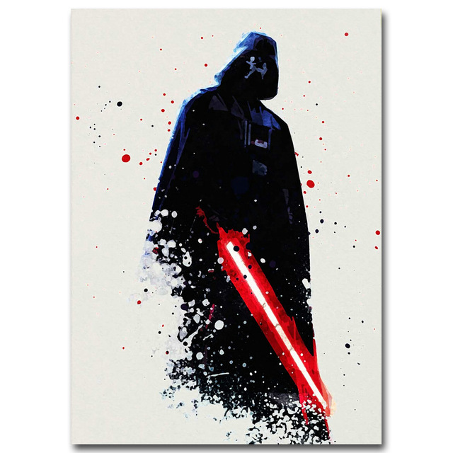 640x640 Watercolor Darth Vader Minimalist Canvas Poster Painting Star Wars
