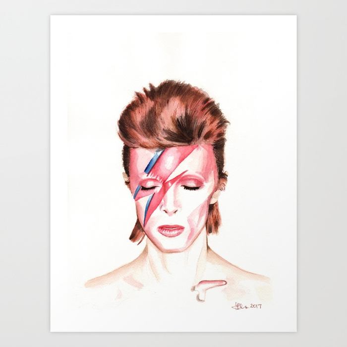 700x700 David Bowie Aladdin Sane Album Cover Watercolor Painting Art