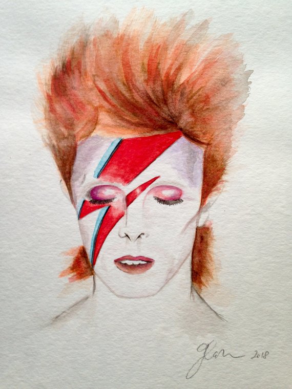 570x760 Original David Bowie Watercolor Painting Etsy