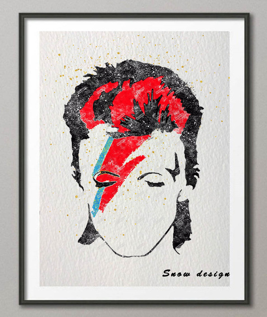 538x640 Original Watercolor David Bowie Poster Prints Canvas Painting