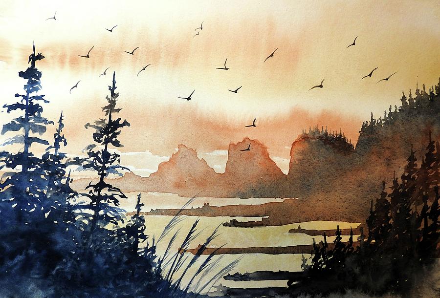 900x610 Bird Heaven, Watercolor Painting By David K Myers