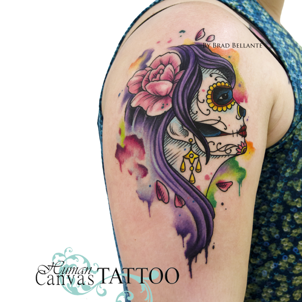 998x998 Day Of The Dead Watercolor Tattoo