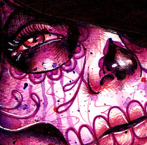 508x500 Original 5x7 Day Of The Dead Watercolor Painting Tophatter