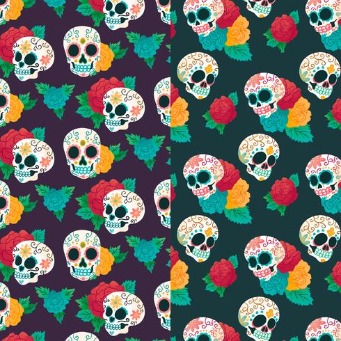 490x490 Watercolor Pattern Day Of Dead With Sugar Skull And Flowers