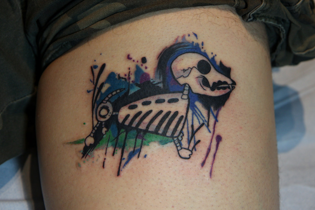 1024x683 Watercolor Day Of The Dead Dog Tattoo I Tattoo