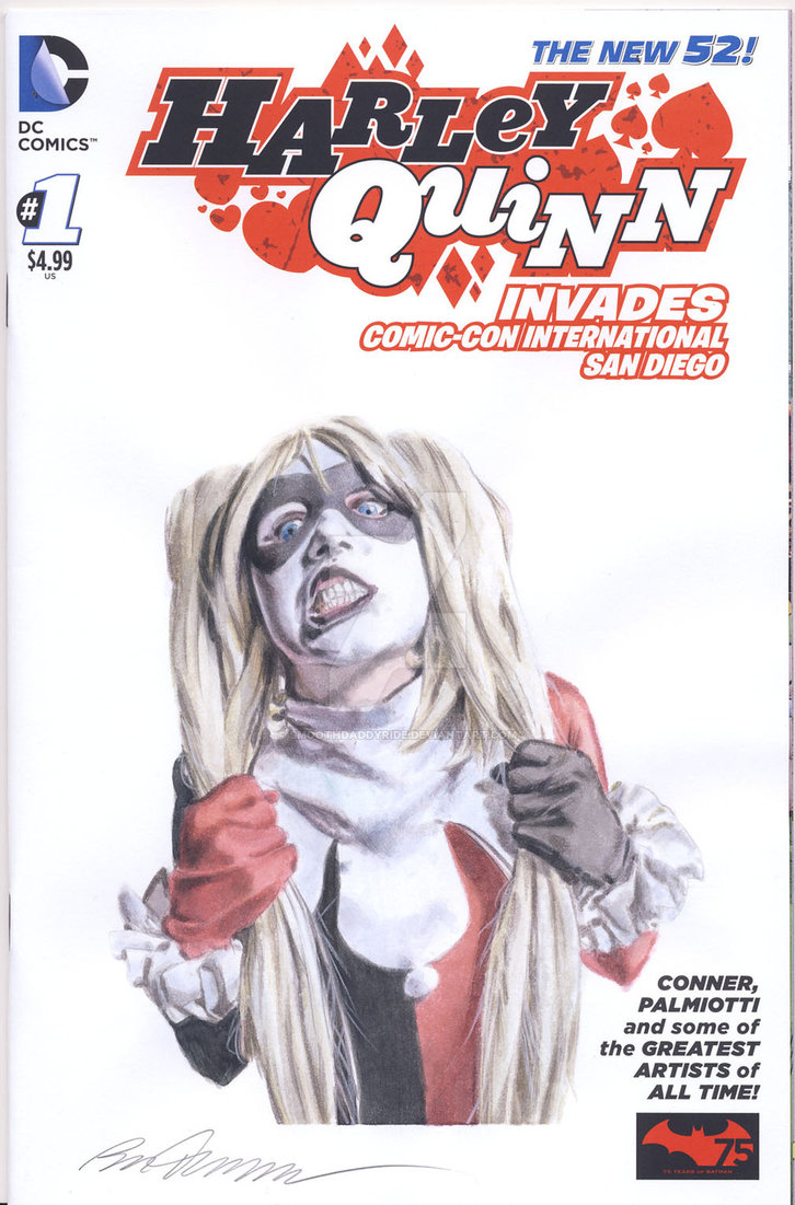 726x1101 Harley Quinn Sketch Cover Watercolor Painting By Smoothdaddyride