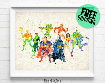 340x270 Batman Print Dc Comics Justice League Superhero Watercolor