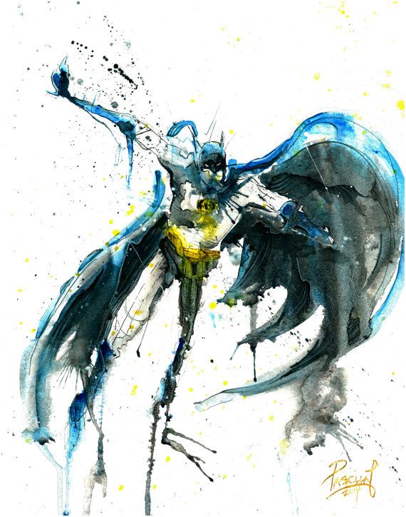 570x725 Batman Superhero Dc Comics Watercolor By Pascualproductions Art