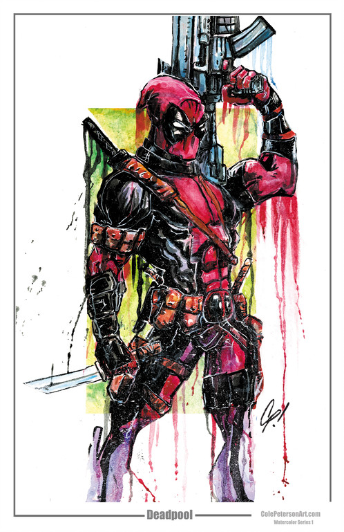 498x769 Deadpool Watercolor Print