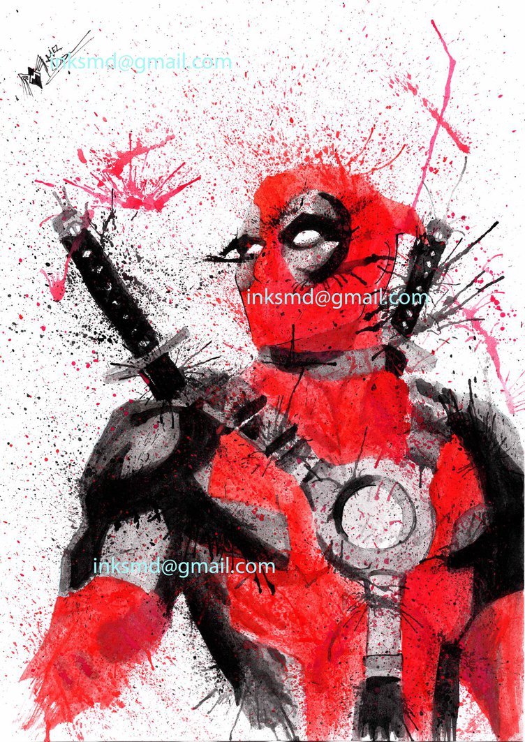 752x1063 Deadpool Watercolour By Spydi Mel