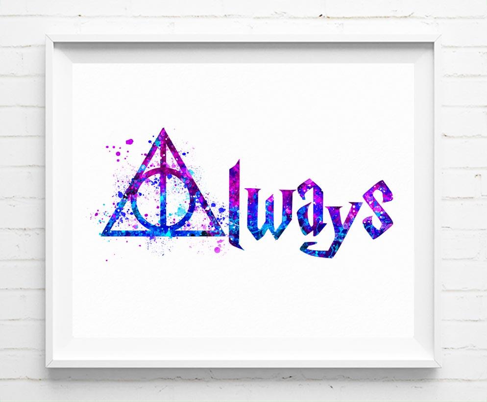 994x820 Harry Potter Deathly Hallows Always Art Print Poster Watercolor