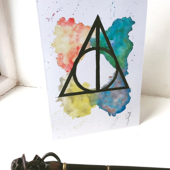 570x570 Harry Potter Deathly Hallows Watercolour A4 Amp A5 Print Etsy