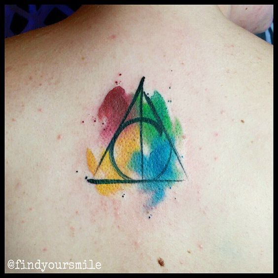 564x564 Watercolor Deathly Hallows Tattoo Entertainmentmesh