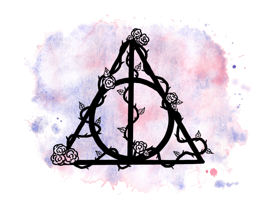900x718 Watercolor Deathly Hallows By Visualpoems