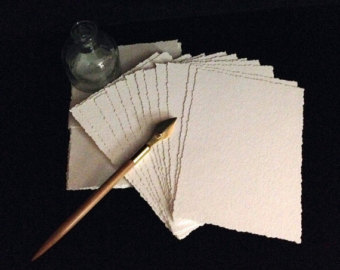 340x270 Vintage Faded Soft Green Laid Texture Envelopes Deckled Edge