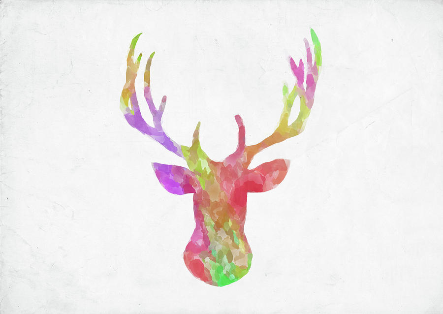 900x638 Minimal Abstract Deer Head Watercolor Digital Art By Ricky Barnard