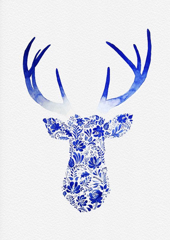 570x806 Not A Print Original Watercolor Deer Head Painting By Theartforyou