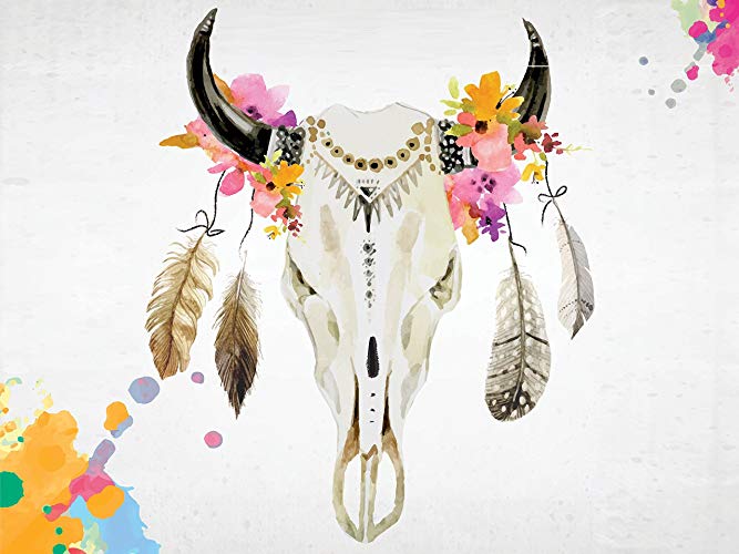 667x500 Large Watercolor Deer Skull Artistic Wall Art Decor