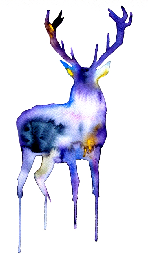 511x900 Deer Watercolor Art Print