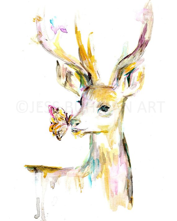 570x713 Deer Watercolor Print Deer Painting Watercolor Print Animal Etsy