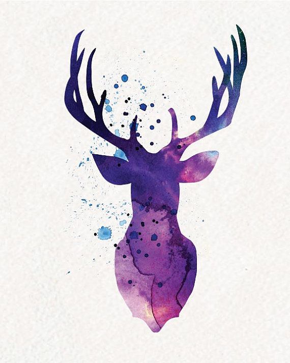 570x713 Purple Deer Watercolor Painting Wall Art Von Watercolormagazine