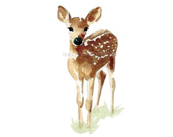 340x270 Watercolor Deer Etsy