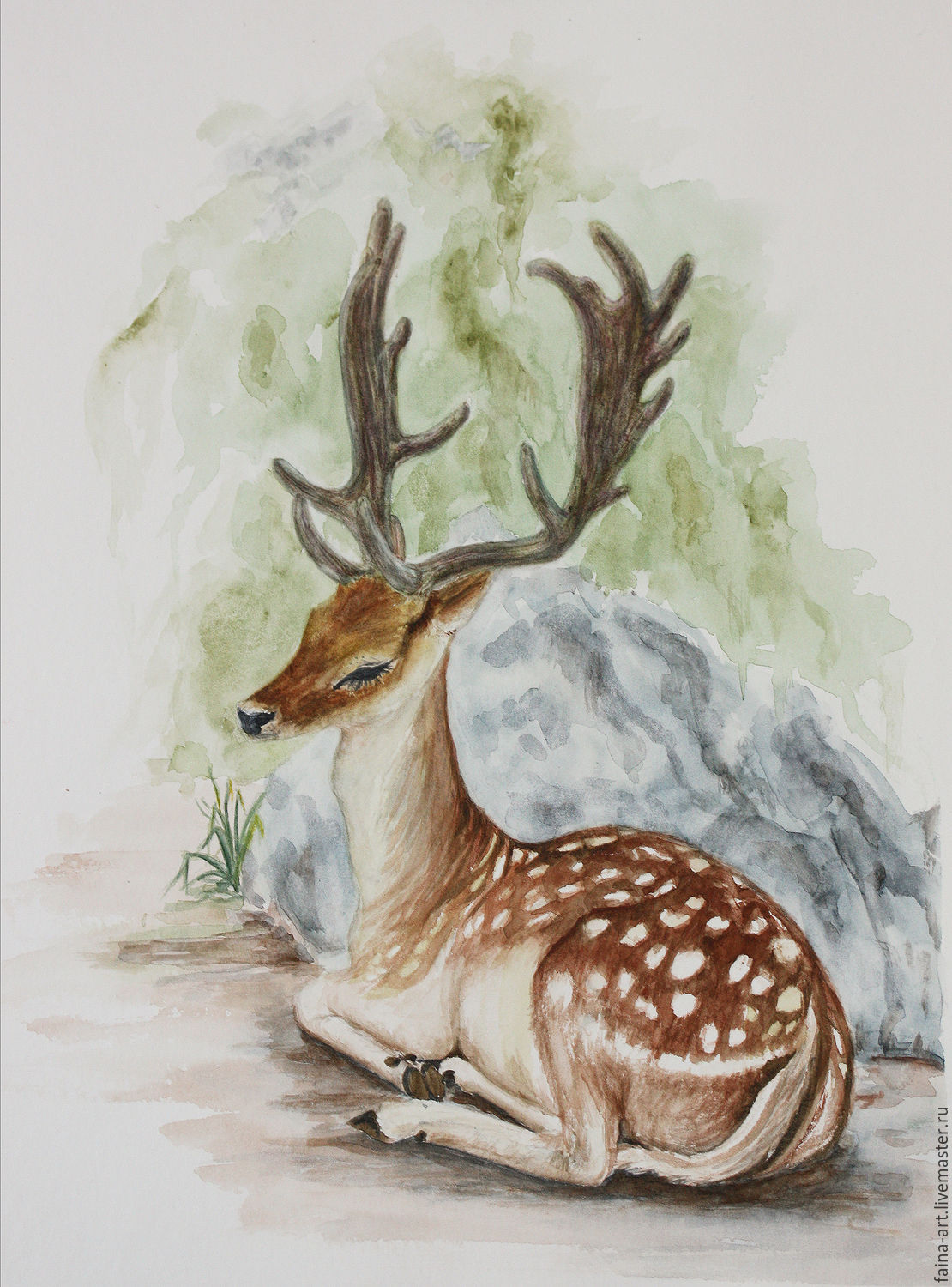 1110x1500 Deer, Watercolor, Landscape Watercolor Shop Online On Livemaster