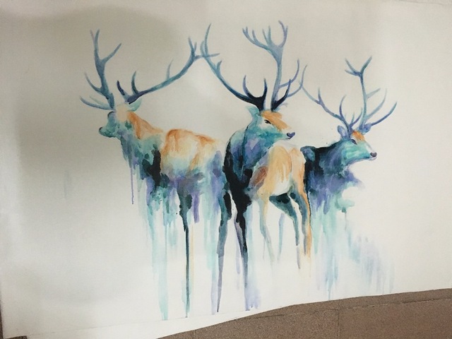 640x480 Abstract Painting Watercolor Blue Classic Horse Deer Goat Wall Art