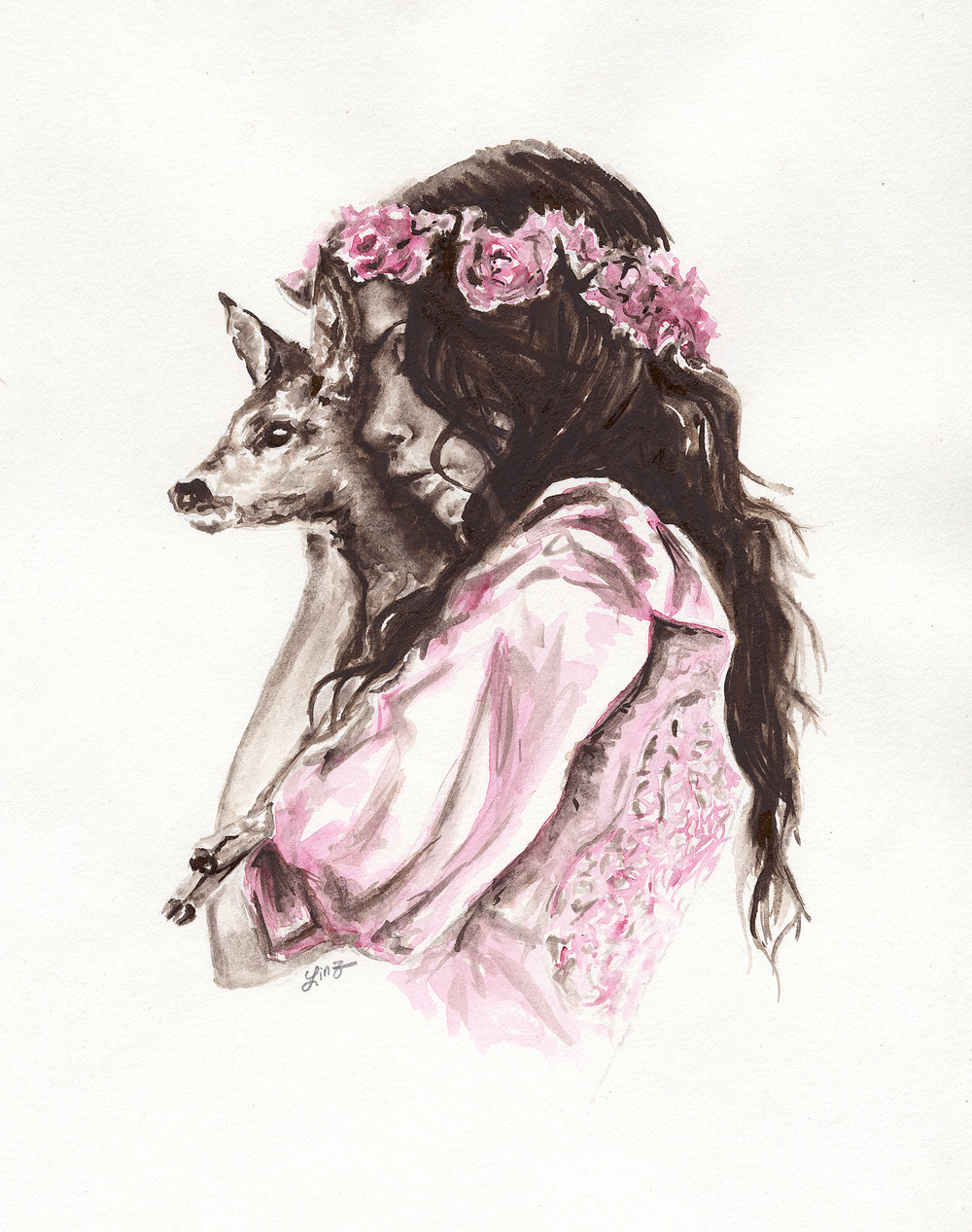 1000x1267 Original My Deer Watercolor Painting Lindsay Leigh Art