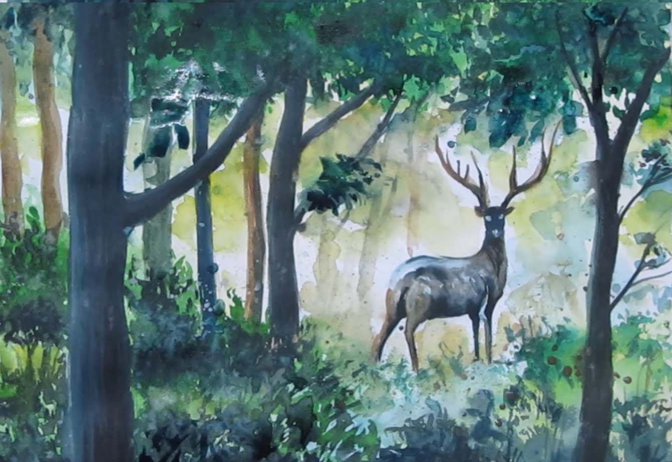 1342x922 Deer In Watercolor Speed Painting
