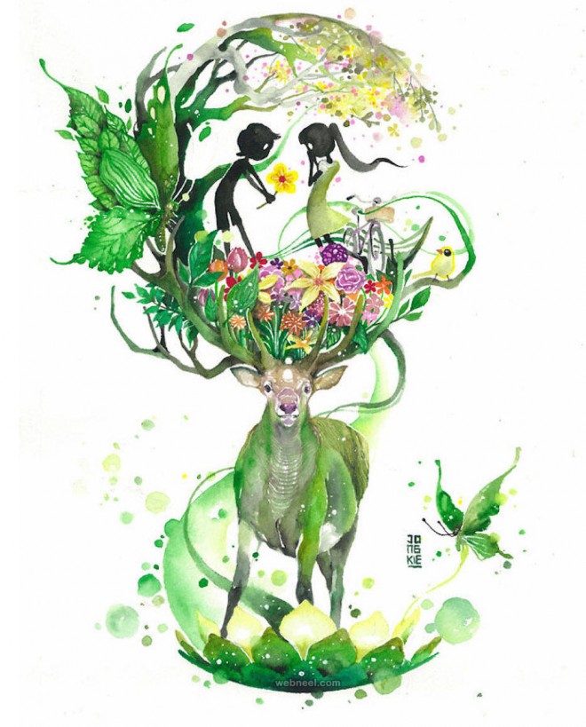 660x819 Deer Watercolor Painting By Luqmanreza 10