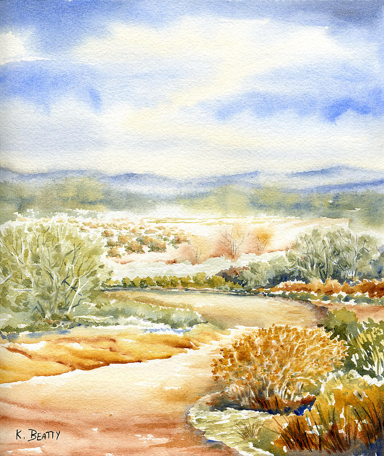 757x900 Desert Landscape Watercolor Painting By Karla Beatty